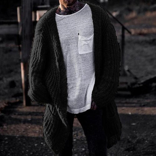 Herren Großer Strickcardigan mit tiefem Schnitt und strukturiertem Design