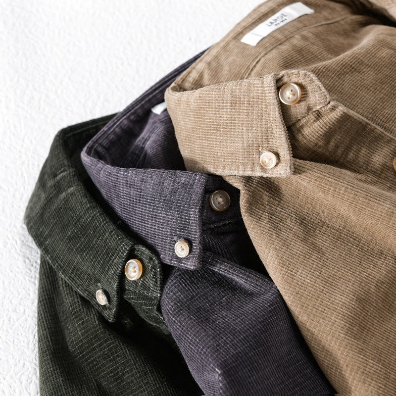 Herren Feines Cord-Overshirt mit Button-Down-Kragen und Brusttasche Shop Nory