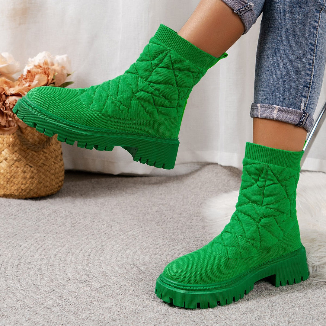 Damen Modische Stiefel mit strukturiertem Obermaterial und rutschfester Profilsohle