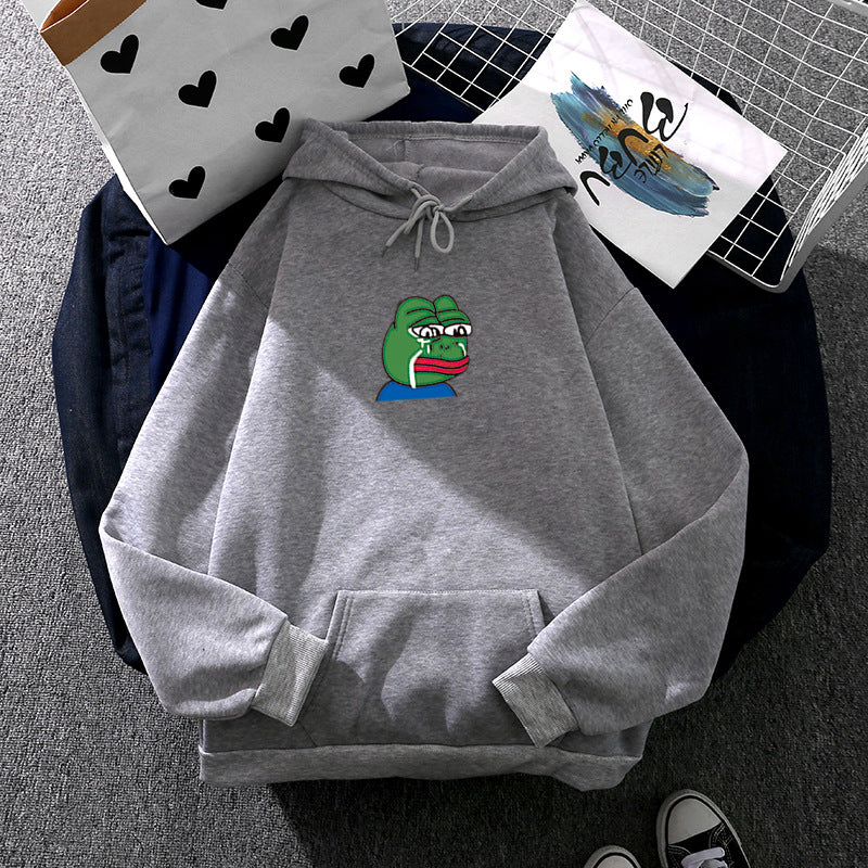 Unisex nan relaxed-fit Kapuzenpullover mit weichem Fleece-Futter, Kängurutasche und gesticktem Frosch-Emblem Shop Nory