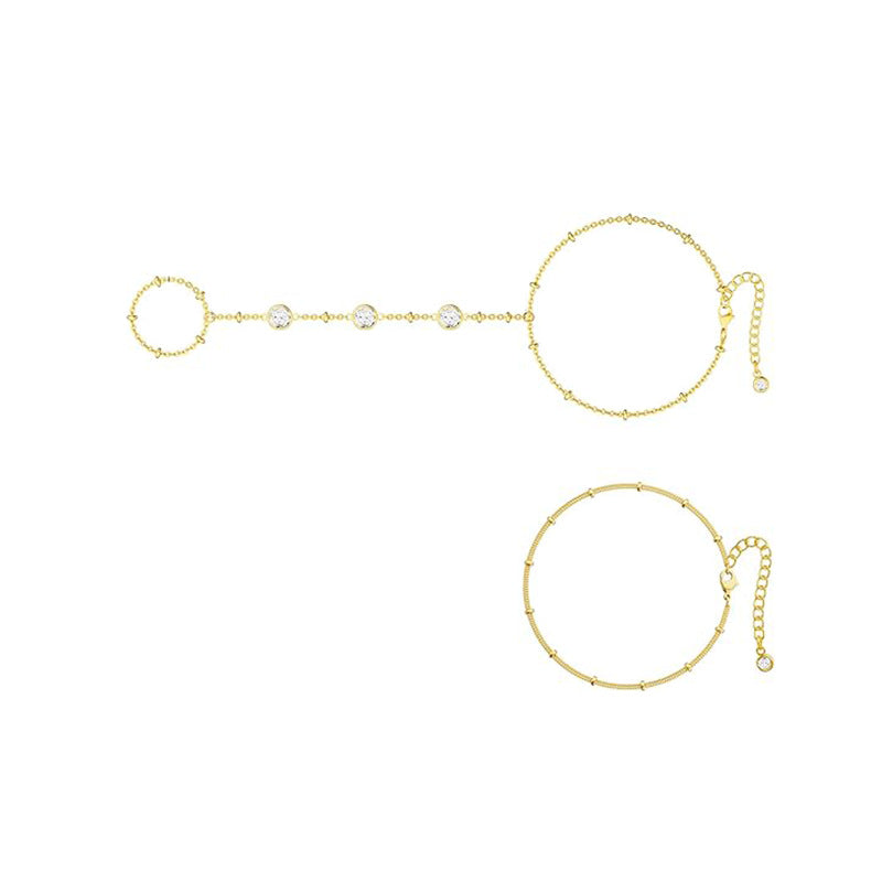 Damen Fußkettchen mit funkelnden Zirkonia-Elementen und eleganter Kettenstruktur Shop Nory