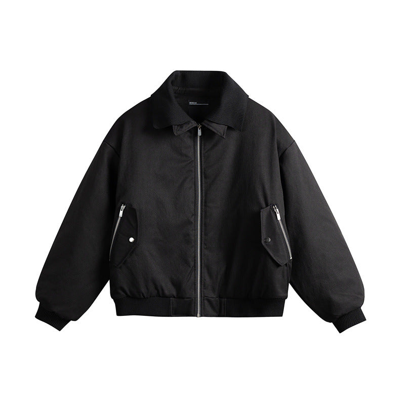 Herren Kurzboxy isolierte Field-Bomberjacke mit kontrastierendem Strickkragen und diagonalen Reißverschlusstaschen Shop Nory