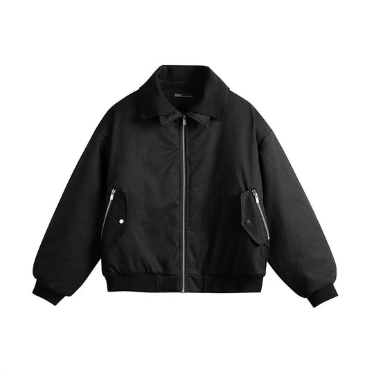 Herren Kurzboxy isolierte Field-Bomberjacke mit kontrastierendem Strickkragen und diagonalen Reißverschlusstaschen Shop Nory