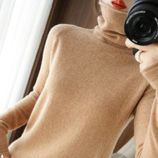 Damen Weicher Rollkragenpullover aus Kaschmir‑Look mit Daumenloch und figurbetonter Silhouette Shop Nory