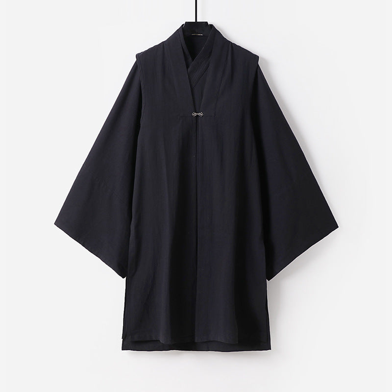 Unisex Asiatisch inspirierte Oversize-Kimono-Jacke mit Trompetenärmeln und kleinem Knebelverschluss Shop Nory