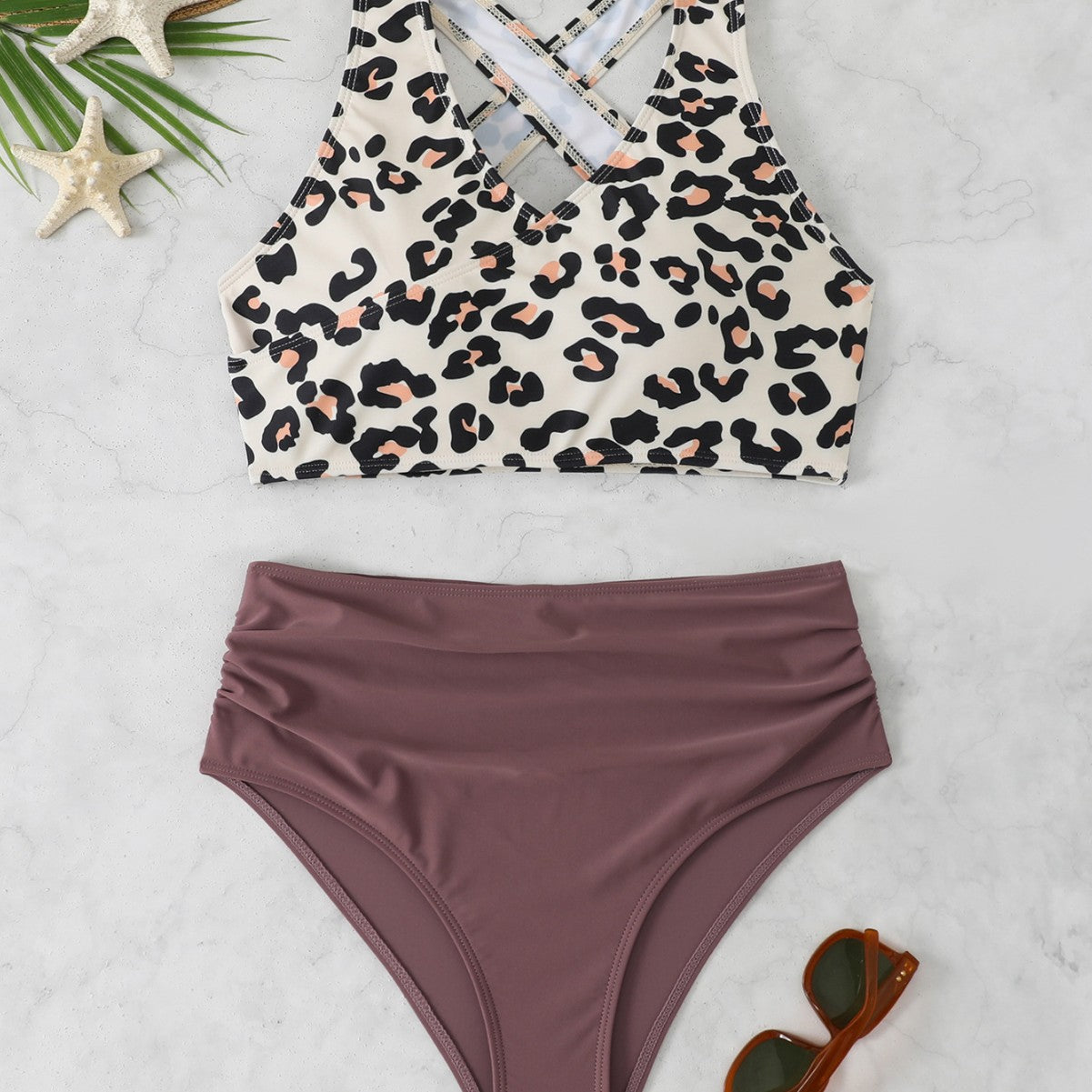 Damen Sportlicher Bikini-Set mit modischem Leo-Design