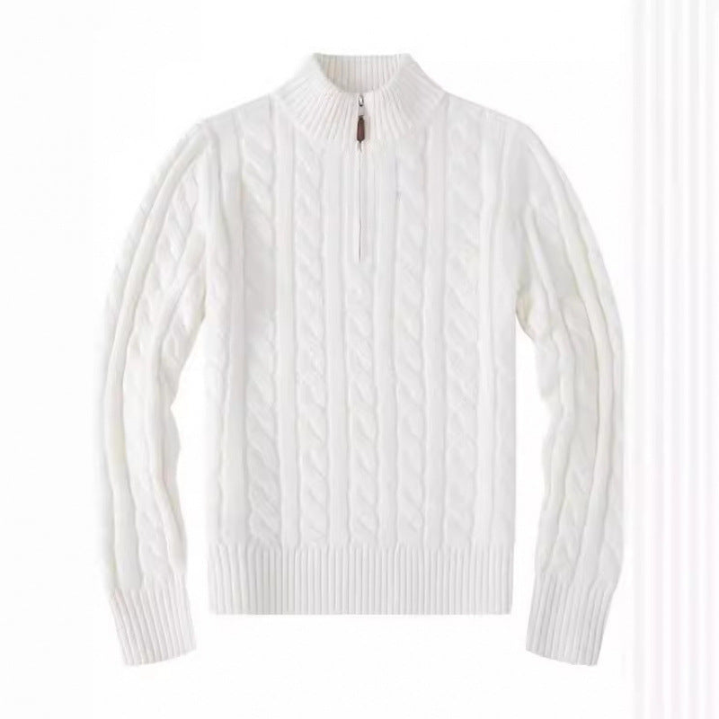 Herren Kabelstrickpullover mit Halbzip und Stehkragen aus weicher Kaschmirmischung Shop Nory