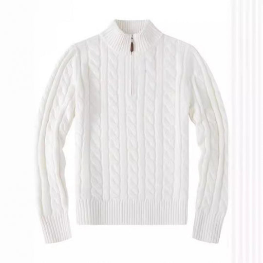 Herren Kabelstrickpullover mit Halbzip und Stehkragen aus weicher Kaschmirmischung Shop Nory