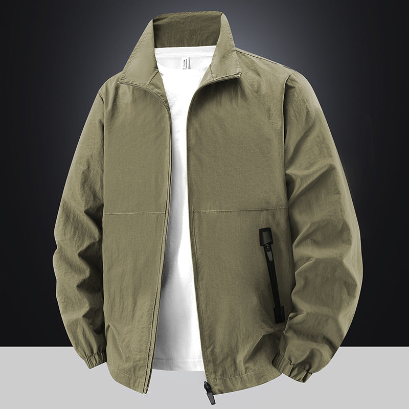 Herren Leichte Baumwoll-Mix-Übergangsjacke mit Stehkragen und verdecktem Reißverschluss Shop Nory