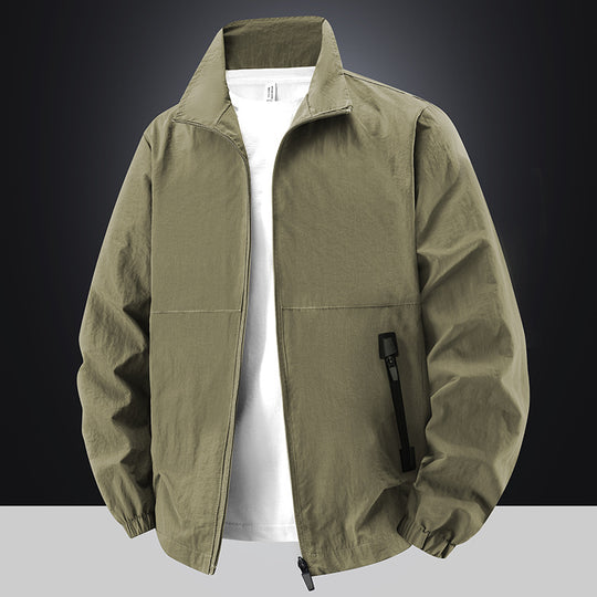 Herren Leichte Baumwoll-Mix-Übergangsjacke mit Stehkragen und verdecktem Reißverschluss Shop Nory