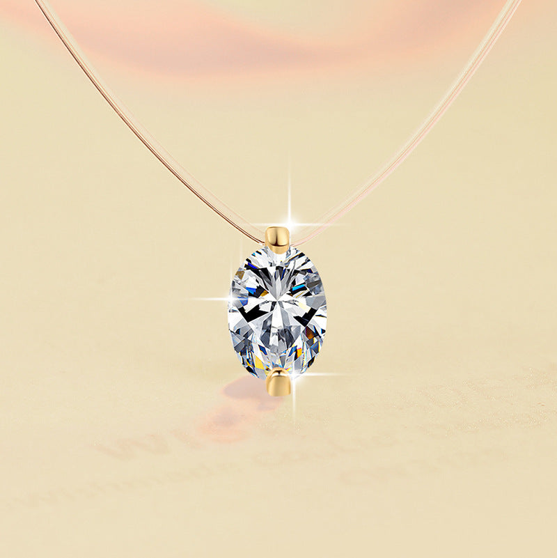 Damen Halskette mit elegantem ovalem Kristallanhänger Shop Nory