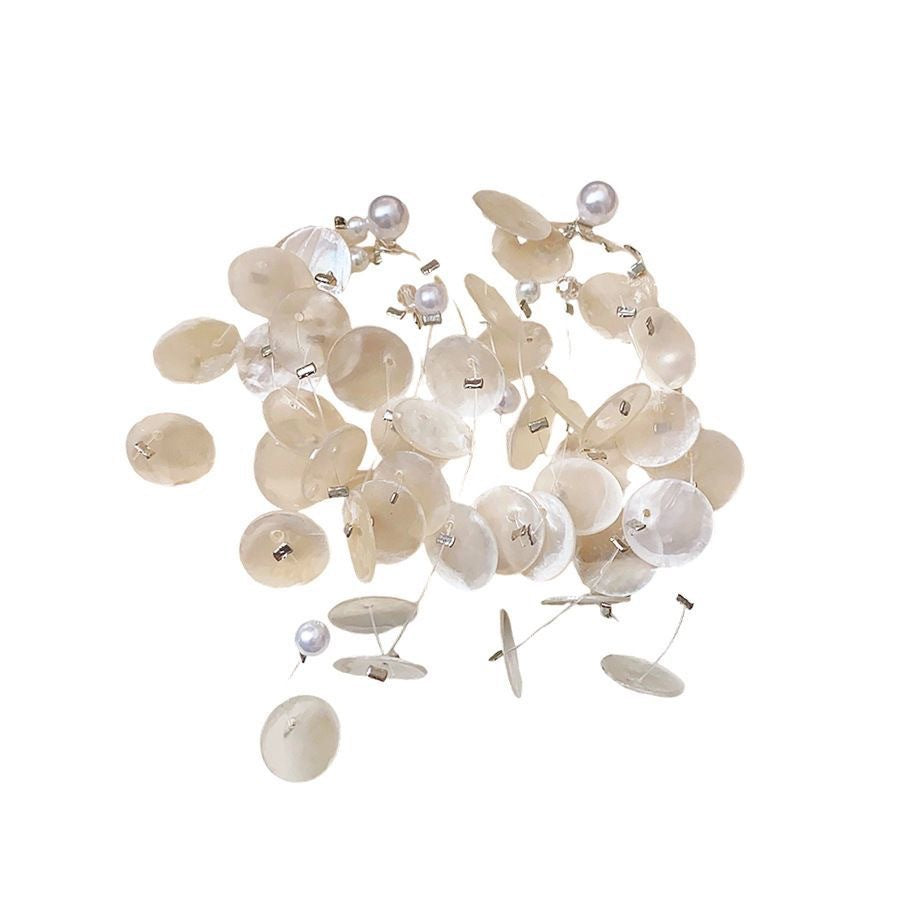 Damen mehrlagige Ohrringe mit kreativen Geometrischen Plättchen und zarten Perlendetails Shop Nory
