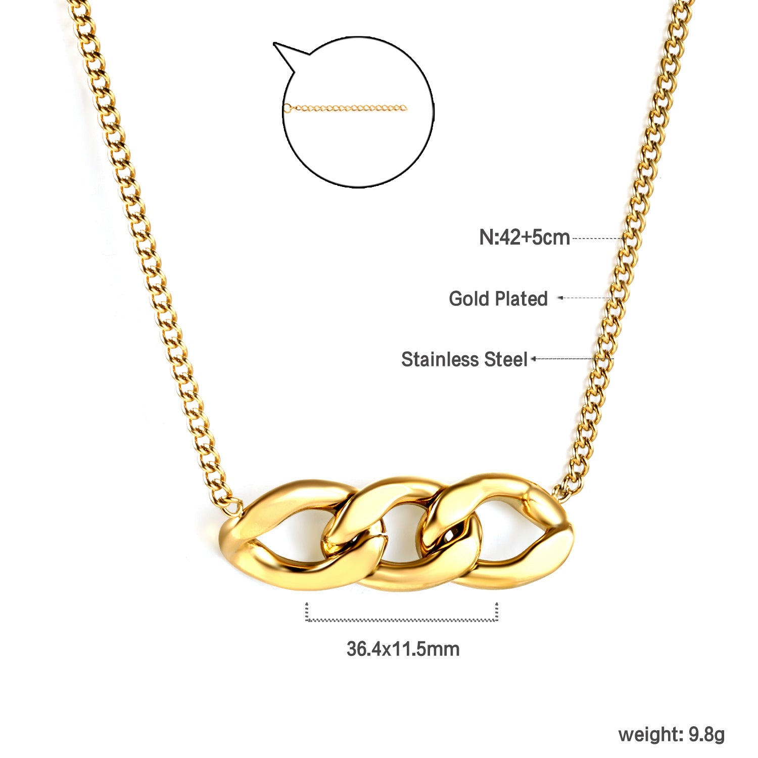 Damen Edelstahl Halskette mit modernem Gliederdesign Shop Nory