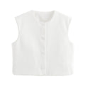 Damen elegante ärmellose Weste mit Knopfdetails Shopnory