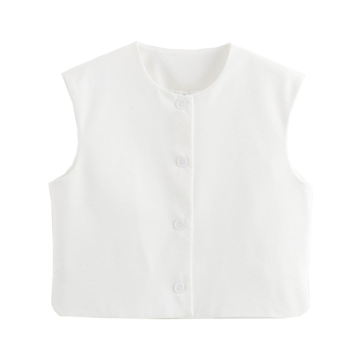 Damen elegante ärmellose Weste mit Knopfdetails Shopnory