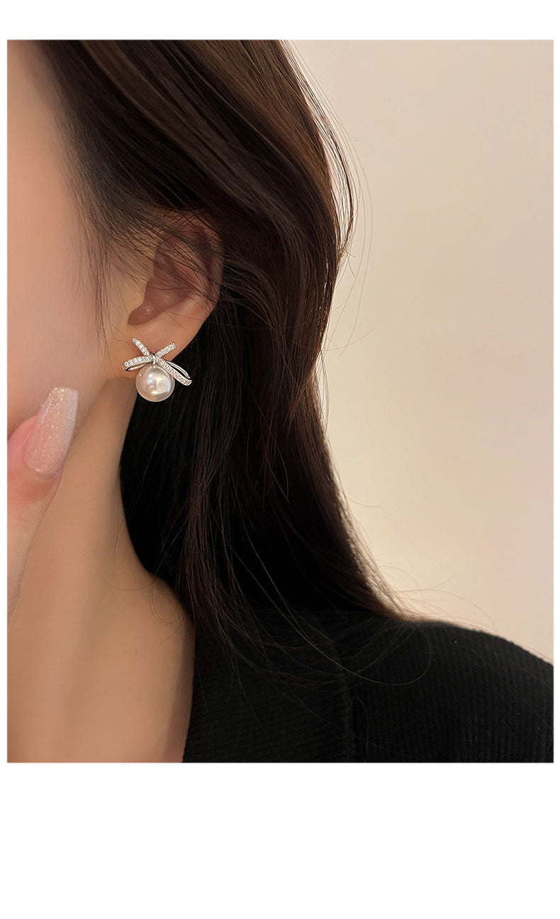 1 Paar 925 Sterling Silber Zirkon 925 Sterling Silber Ohrringe Schleifen-Knoten Ohrringe | Shop Nory