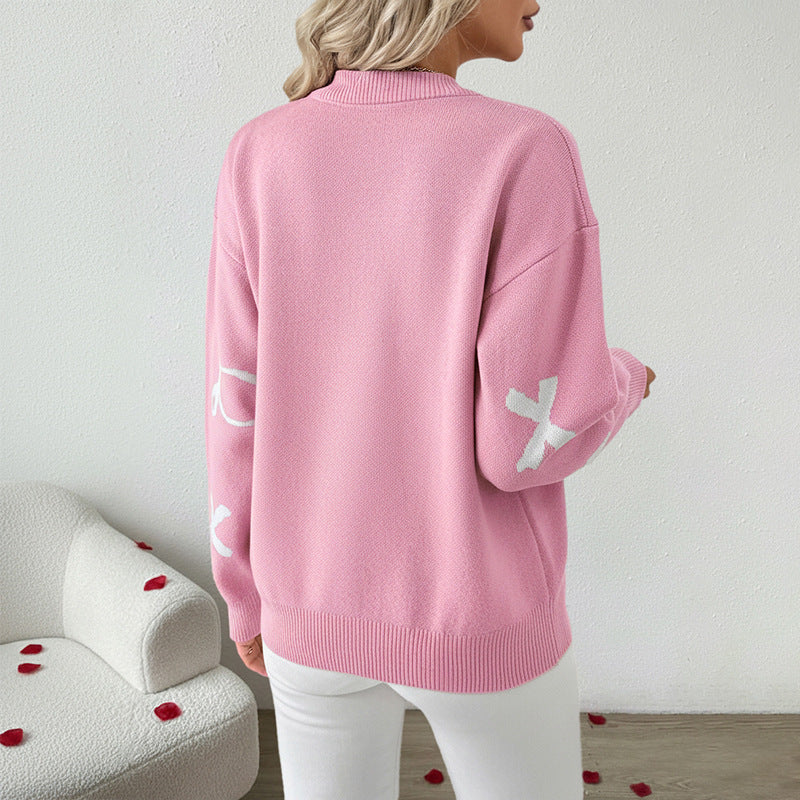 Damen Verspielter Pullover mit Schleifenmotiven Shop Nory