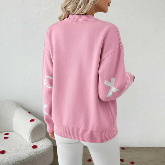 Damen Verspielter Pullover mit Schleifenmotiven Shop Nory