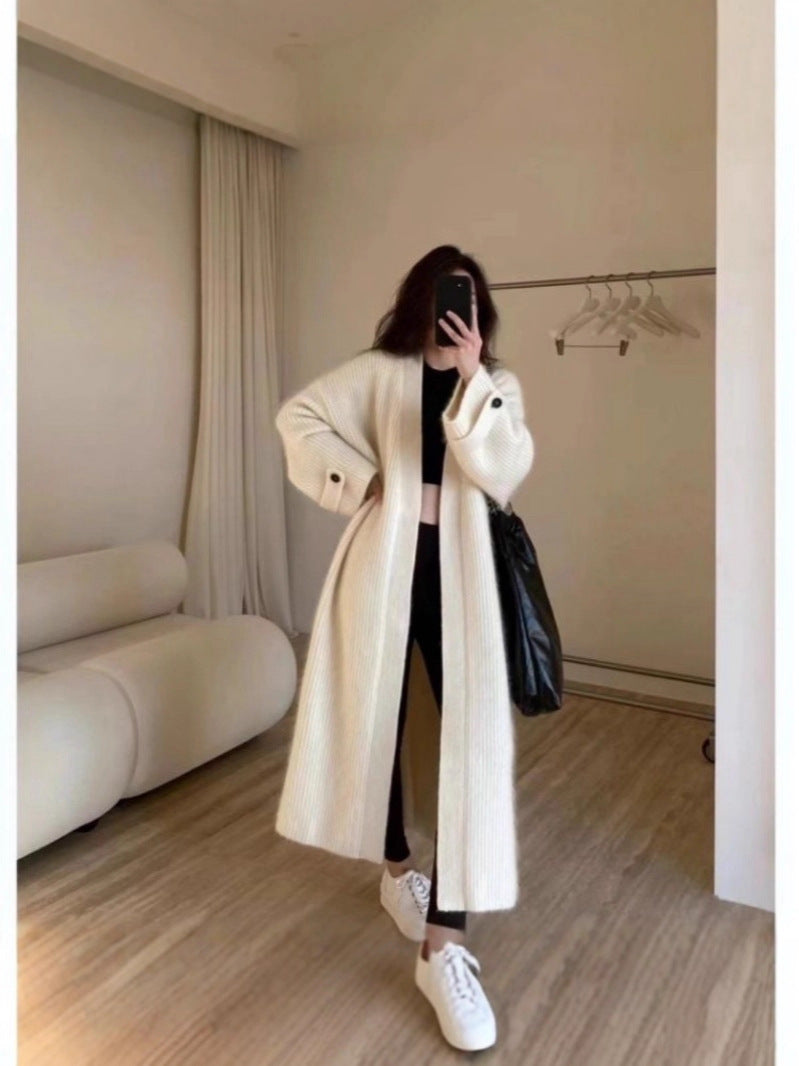Damen Maxi-Longcardigan aus weichem Rippenstrick mit breiten Manschetten Shop Nory