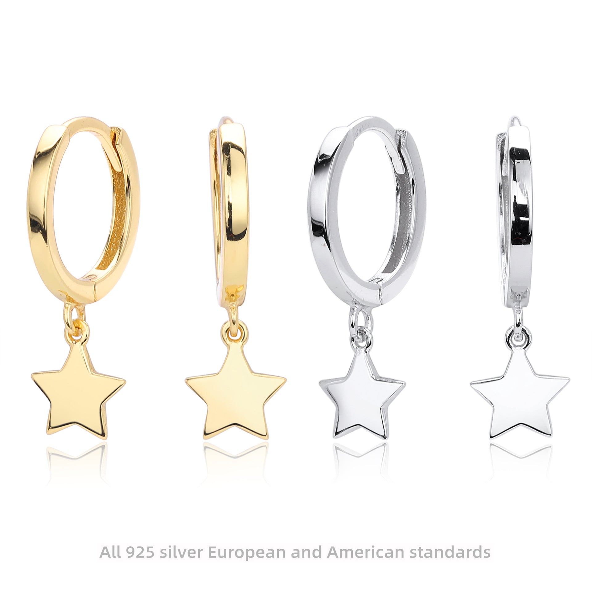 Damen Ohrhänger mit starförmigem Anhänger aus hochwertigem 925 Sterling Silber Shop Nory