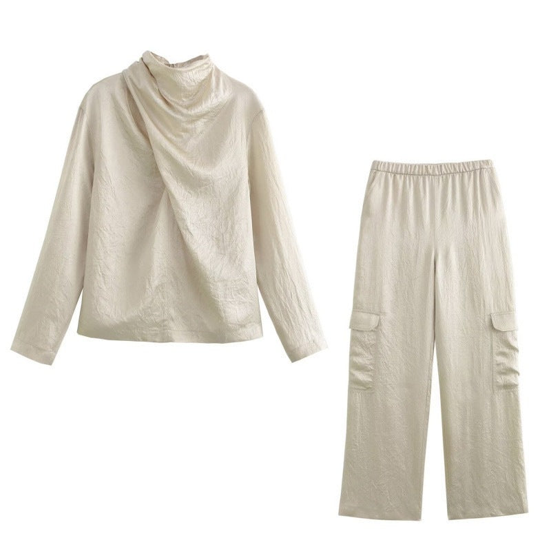 Damen Weite Cargo-Hose mit elastischem Bund und aufgesetzten Klappentaschen Shop Nory
