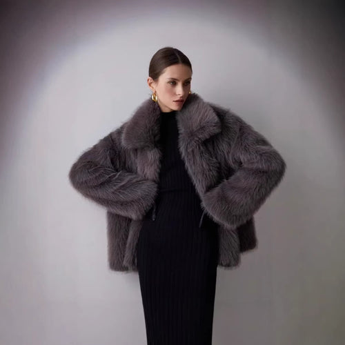 Damen Kurze Boxy‑Kunstpelzjacke mit extraweichem Hochflor und voluminösem Schalkragen Shop Nory