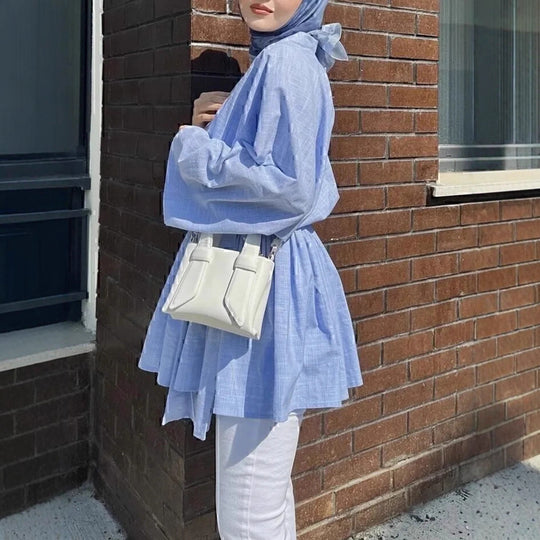 Damen Kimono-Wickelkleid in Leinenoptik mit weitem Rock und Bindegürtel Shop Nory