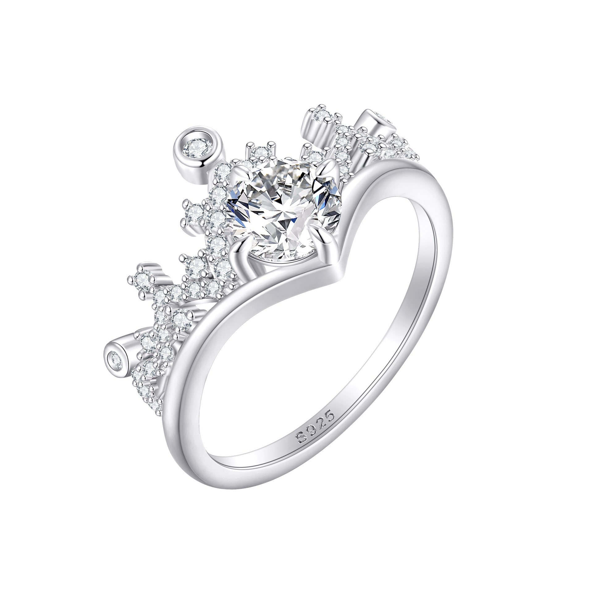 Damen Krone Verlobungsring mit funkelnden Zirkonia Shop Nory