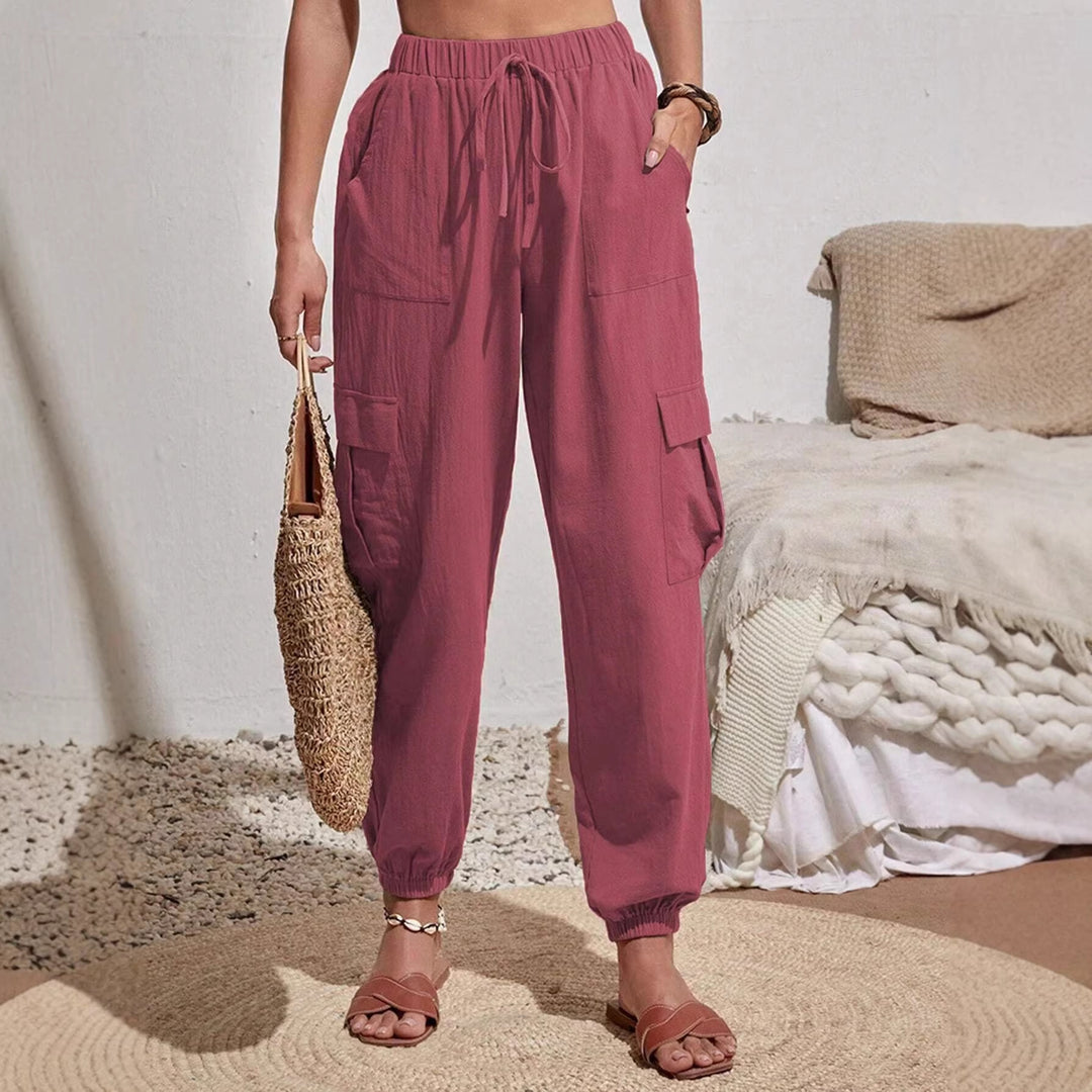 Damen Cargo-Jogginghose mit elastischem Bund, Kordelzug und aufgesetzten Taschen Shop Nory