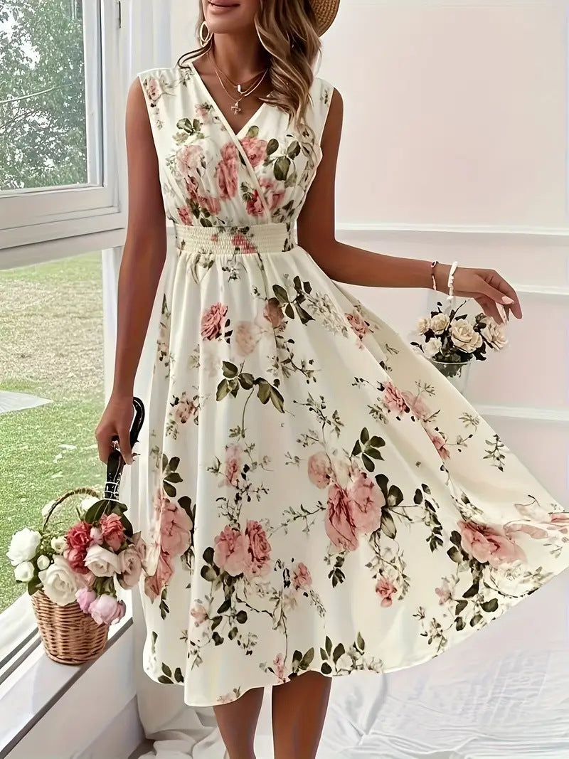 Damen Verspieltes A-Linien Kleid mit floralen Details