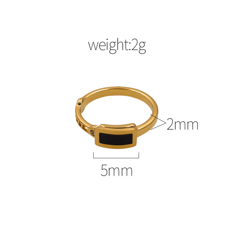 Damen Modern Ring mit rechteckigem Onyx und funkelndem Zirkonia Shop Nory
