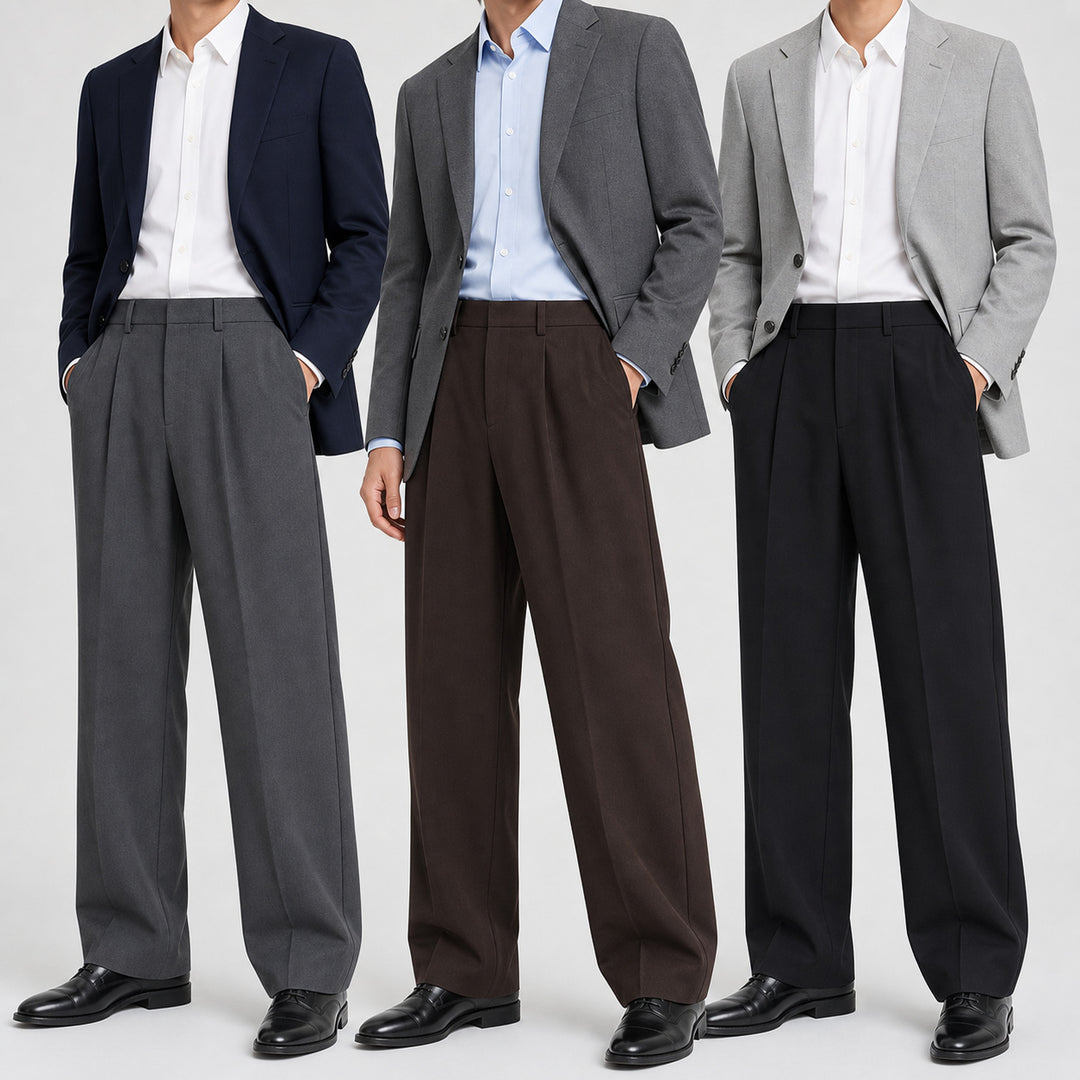Herren Relaxed-Fit Bundfaltenhose aus feinem Webstoff mit weitem Bein Shop Nory