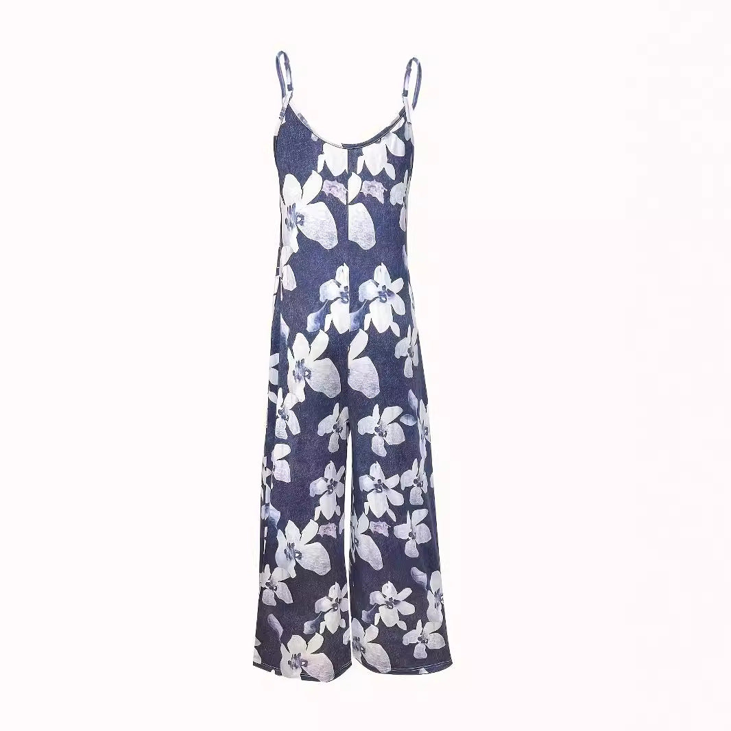 Damen Luftiger Sommeroverall mit breiten Beinen und praktischen Taschen