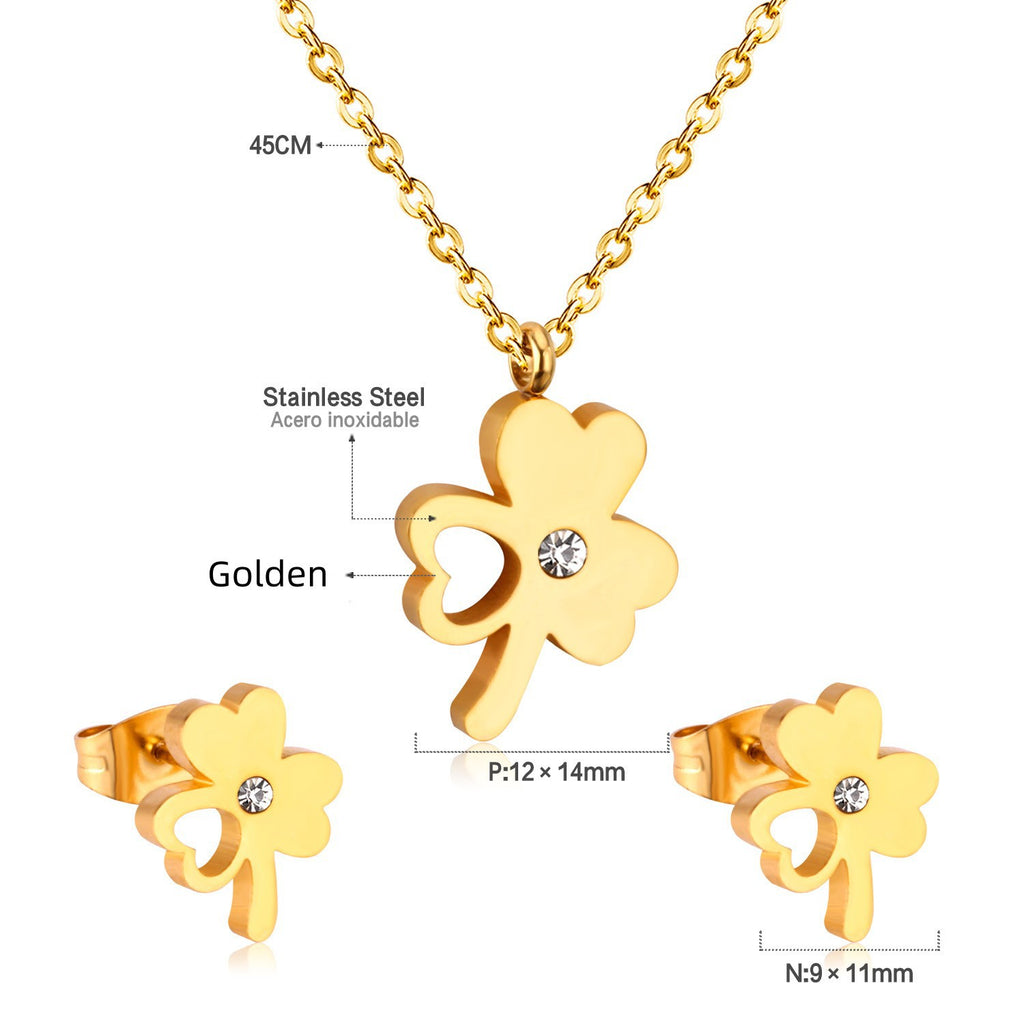 Damen Schmuckset mit herzförmigen Anhängern aus goldplattiertem Edelstahl Shop Nory