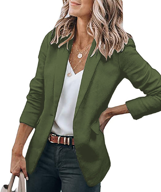 Damen Lockerer Offener Blazer mit dreiviertelärmeln und Eingrifftaschen Shop Nory