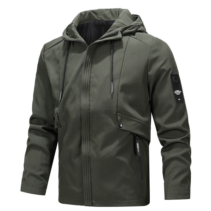 Herren Leichte Softshell-Hoodiejacke mit Kapuze, wind- und wasserabweisender Shell und verdecktem Reißverschluss Shop Nory