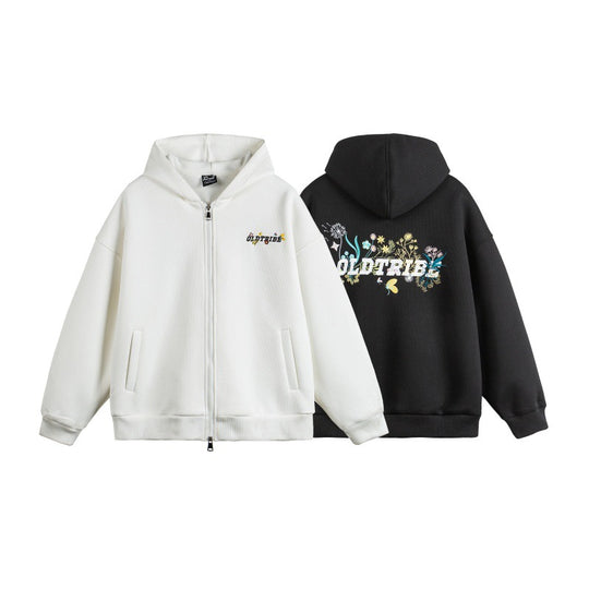 Unisex Kapuzen‑Zipjacke aus strukturierter Waffelqualität im Boxy‑Cut mit Zwei‑Wege‑Reißverschluss Shop Nory