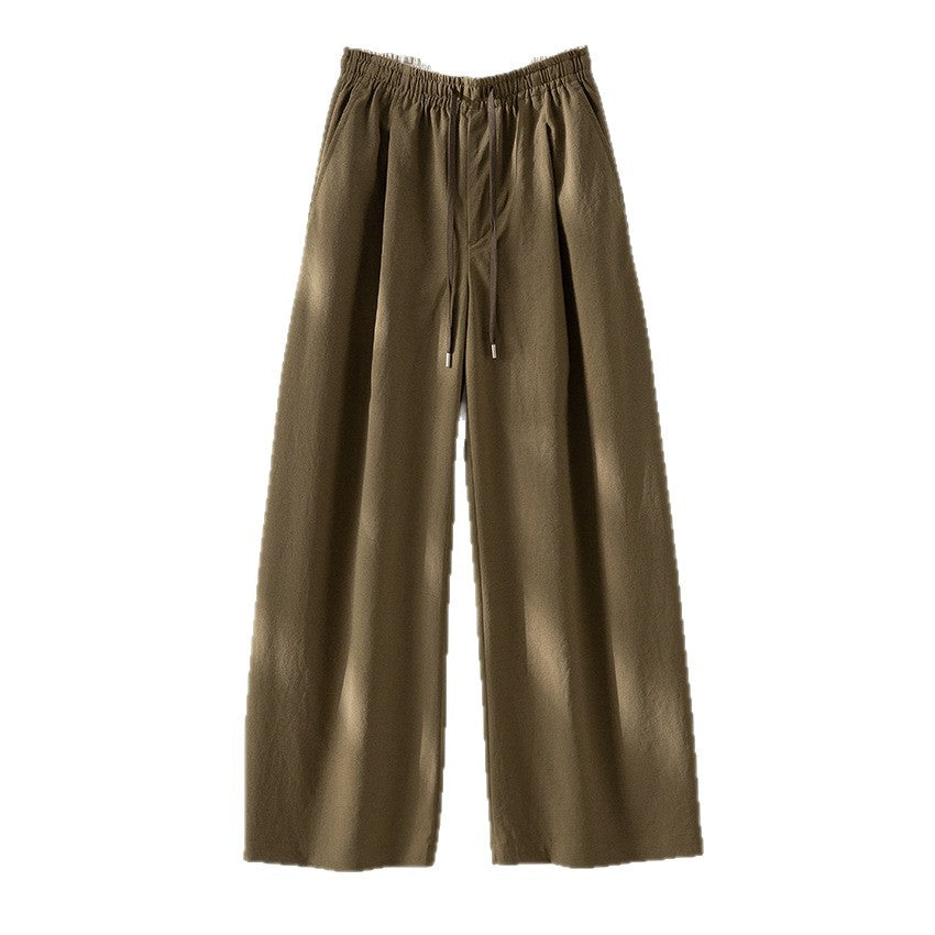 Damen Weite Tunnelzug-Hose mit Elastikbund, geradem Bein und Eingrifftaschen Shop Nory