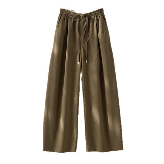 Damen Weite Tunnelzug-Hose mit Elastikbund, geradem Bein und Eingrifftaschen Shop Nory