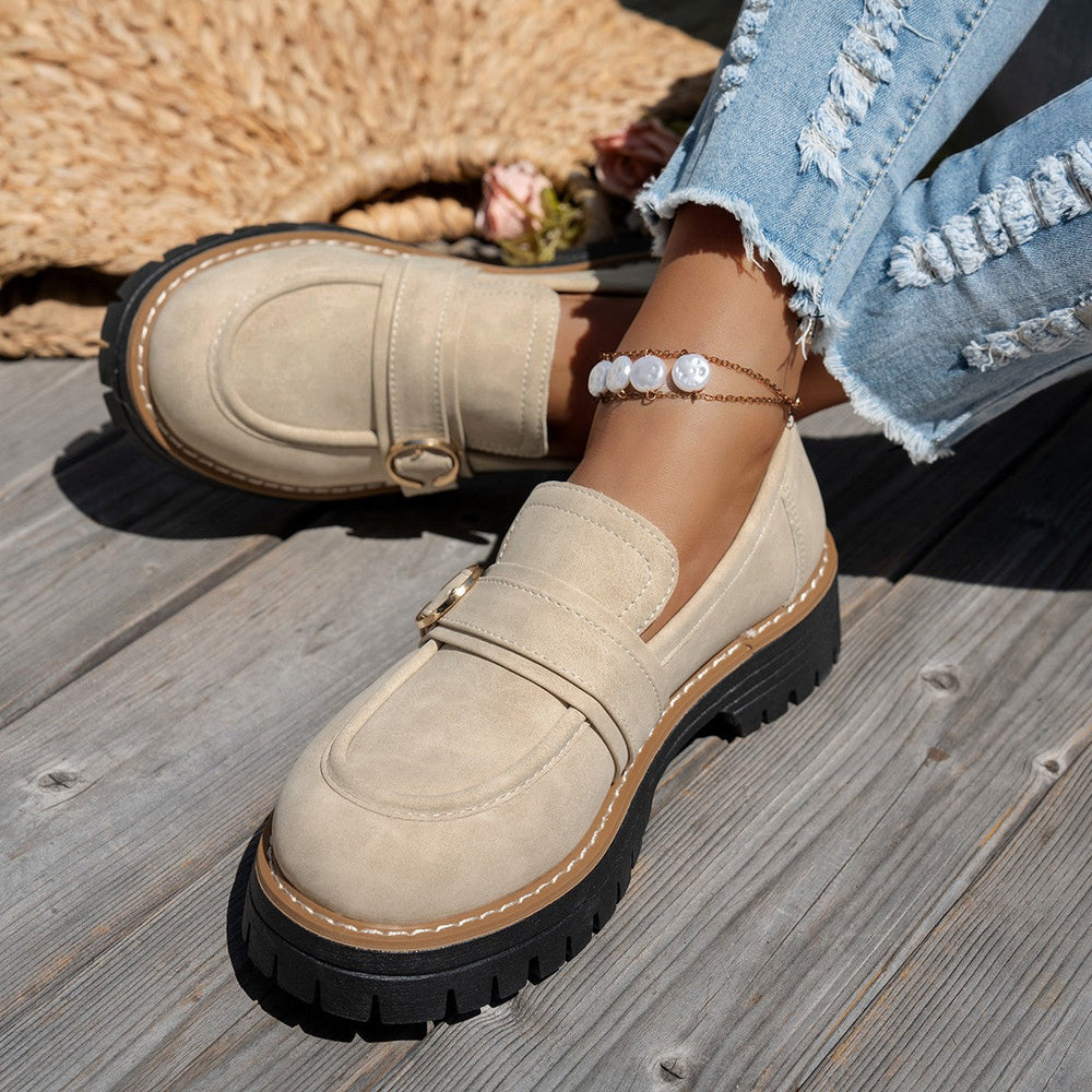 Damen Mokassin-Schuhe mit eleganter Verzierung und robuster Sohle