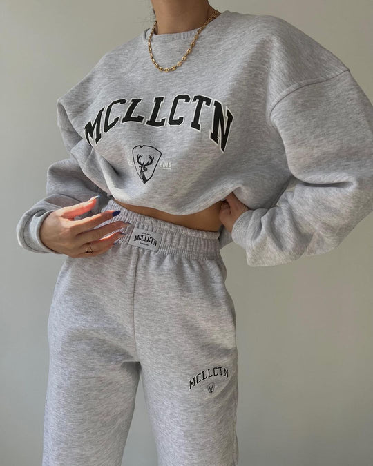 Damen Oversized College-Sweatshirt und High-Waist-Jogger-Set aus French-Terry Shop Nory