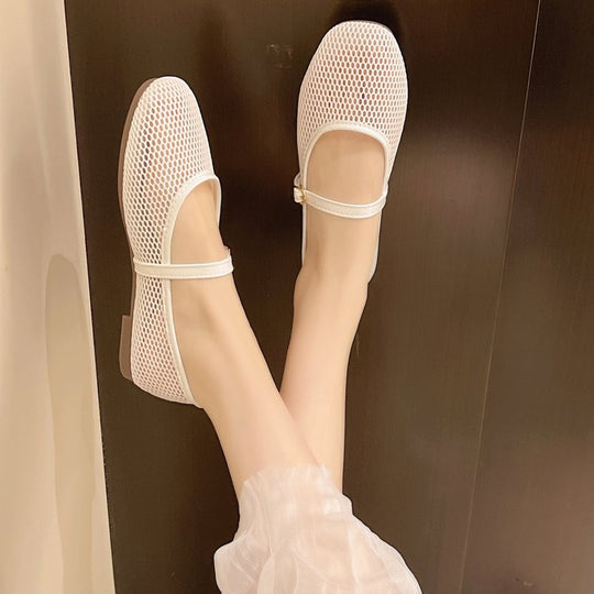 Damen atmungsaktive Ballerinas mit verstellbarem Riemen