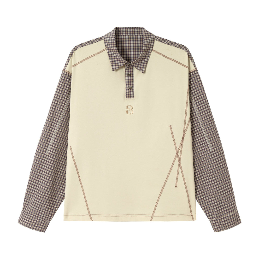 Herren Longsleeve-Polohemd mit Karoärmeln und Kontrastpanel Shop Nory
