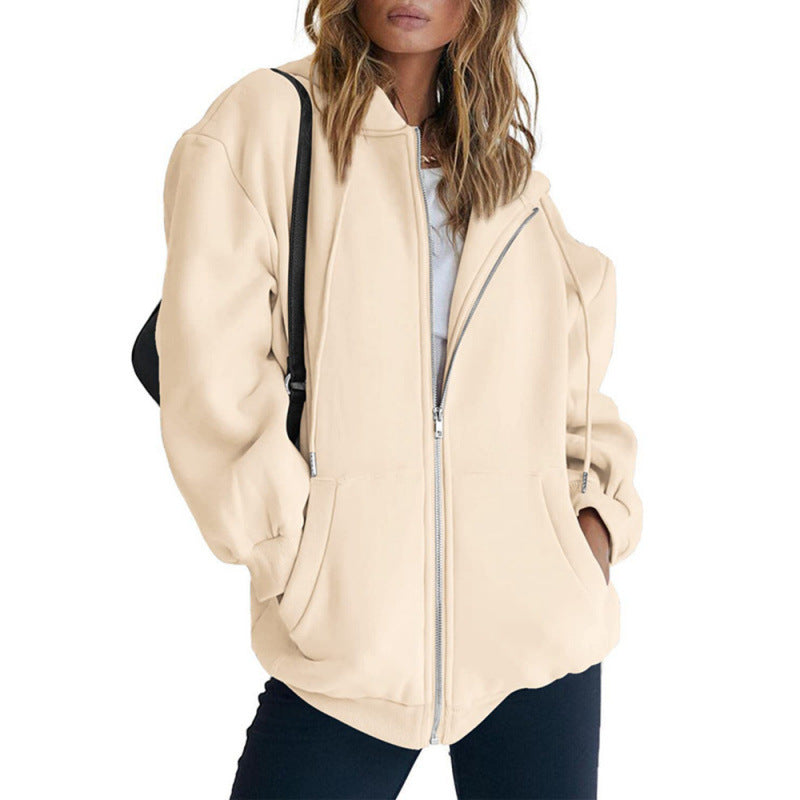 Damen Oversize Hoodiejacke mit hohen Kragen