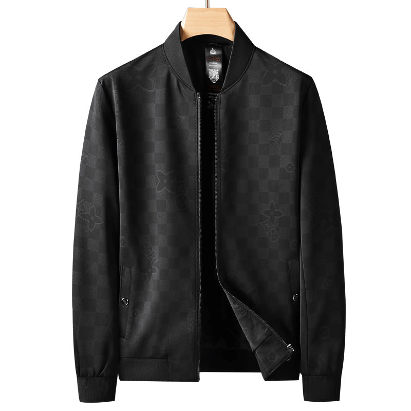 Herren Slim-Fit Jacquard-Bomberjacke mit tonalem Muster, Reißverschluss und Rippbündchen Shop Nory