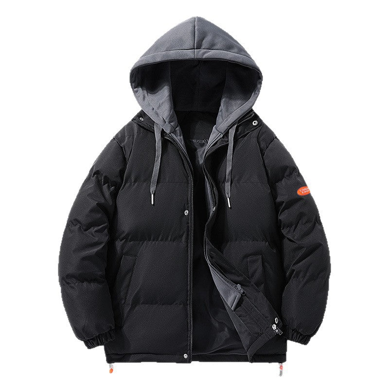 Herren Wattierte Pufferjacke mit kontrastfarbener Kapuze, winddichter Außenhülle und Kordelzug Shop Nory
