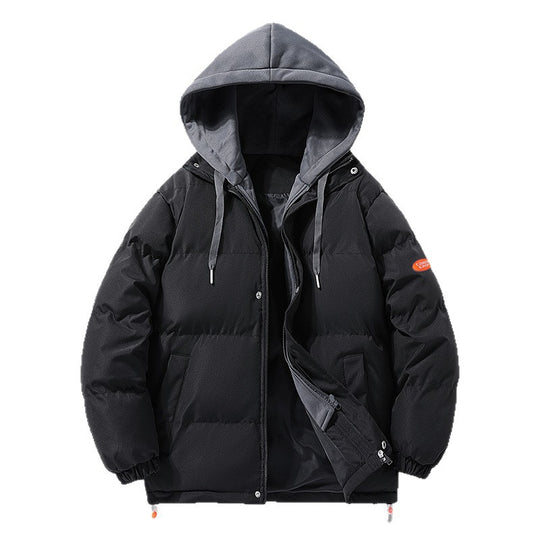 Herren Wattierte Pufferjacke mit kontrastfarbener Kapuze, winddichter Außenhülle und Kordelzug Shop Nory
