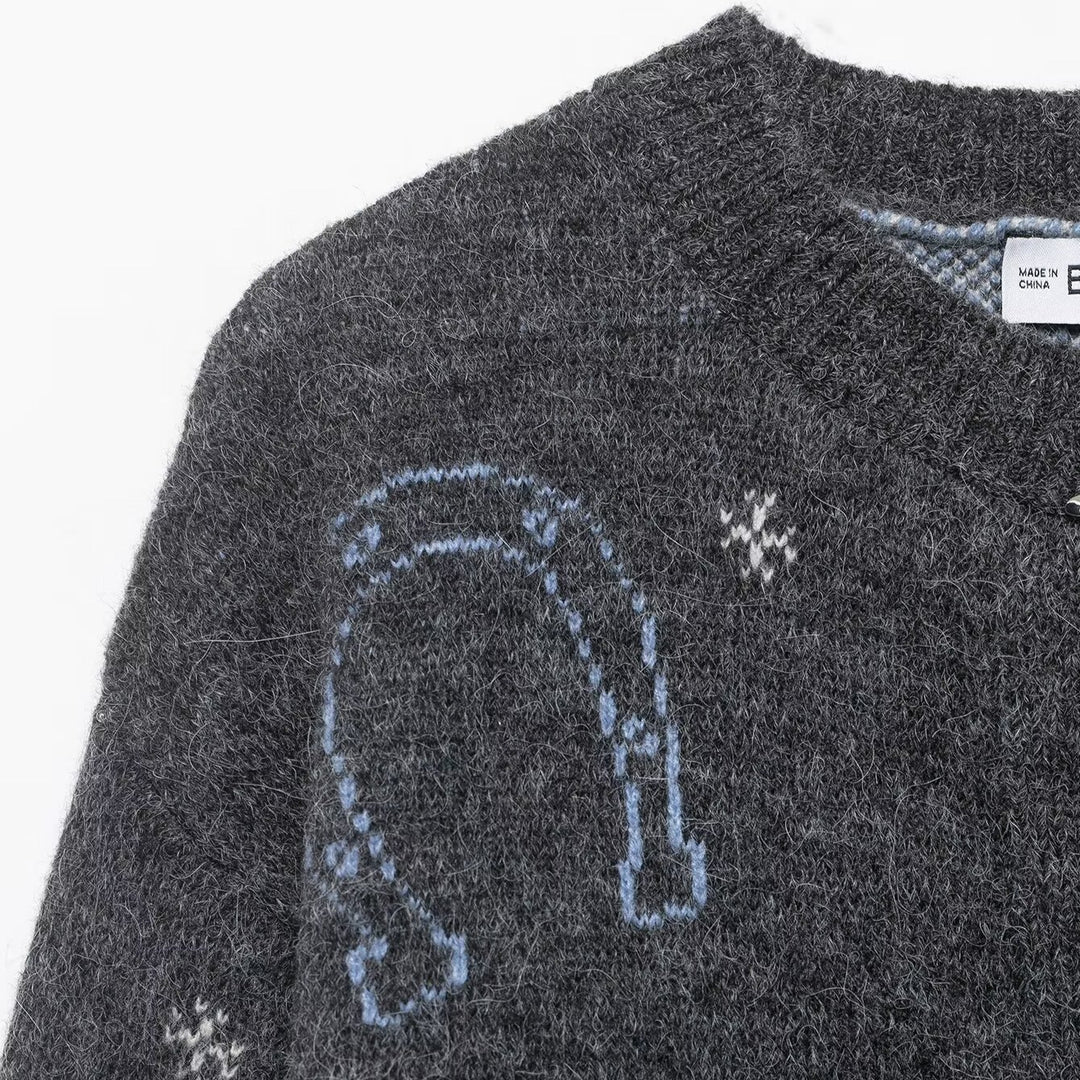 Damen Strickcardigan mit Pferde- und Hufeisen-Jacquard sowie dekorativen Stiefelknöpfen Shop Nory