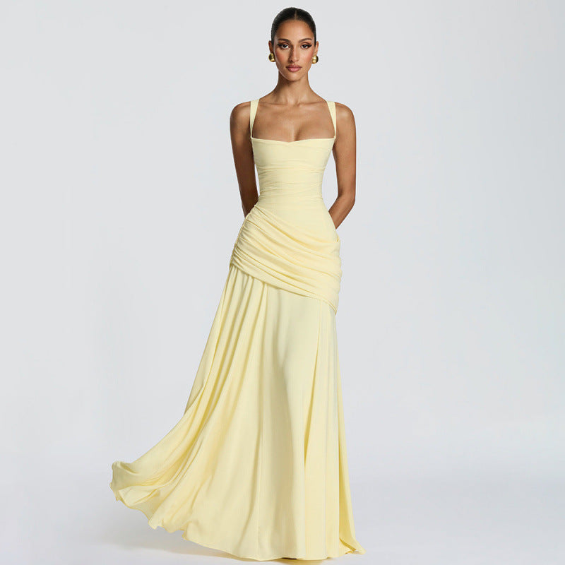 Damen Maxikleid mit dekorativen Rüschendetails und eleganter Taillierung