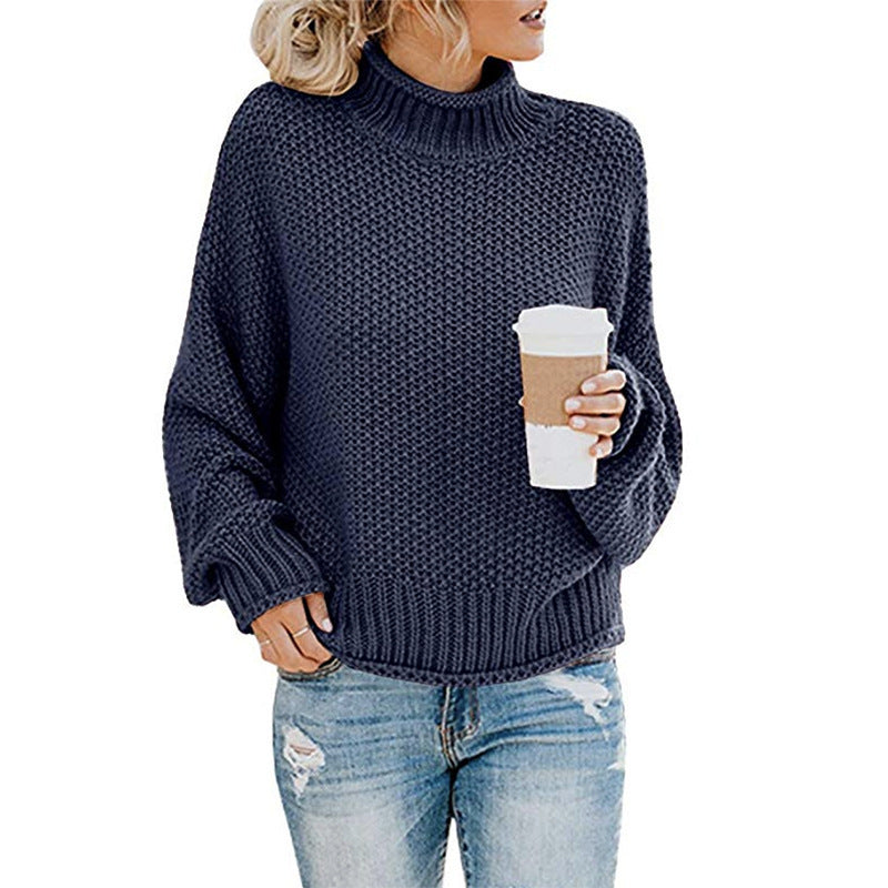 Damen Gemütlicher Pullover mit hohem Kragen und strukturierter Maschenoptik